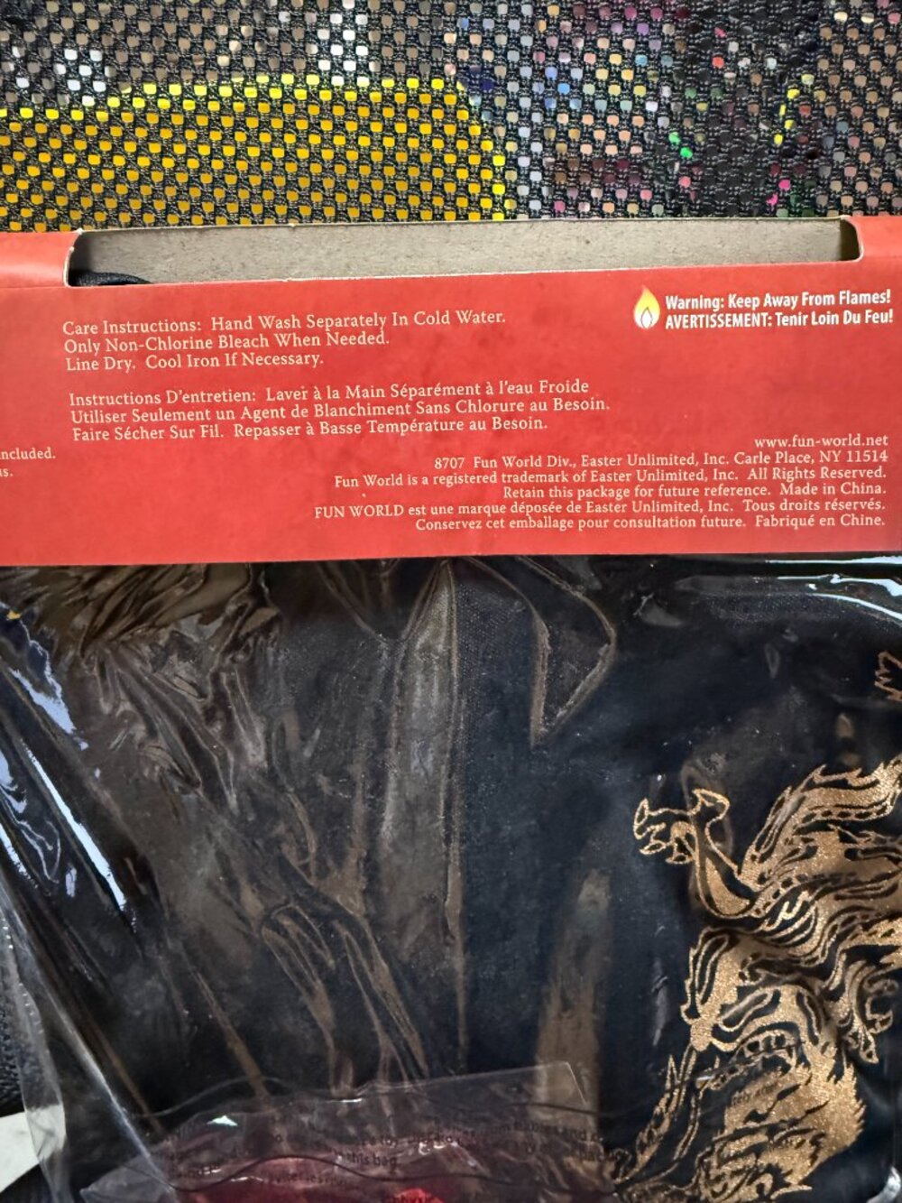 Fun World Black Ninja Kids Costume S M L Halloween Dragon - Picture 7 of 8
